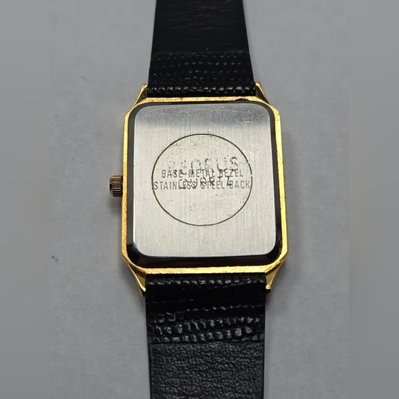 Benrus Diamond Quartz Gold Tone Black Dial Watch New Battery Vintage Leather - Picture 11 of 11